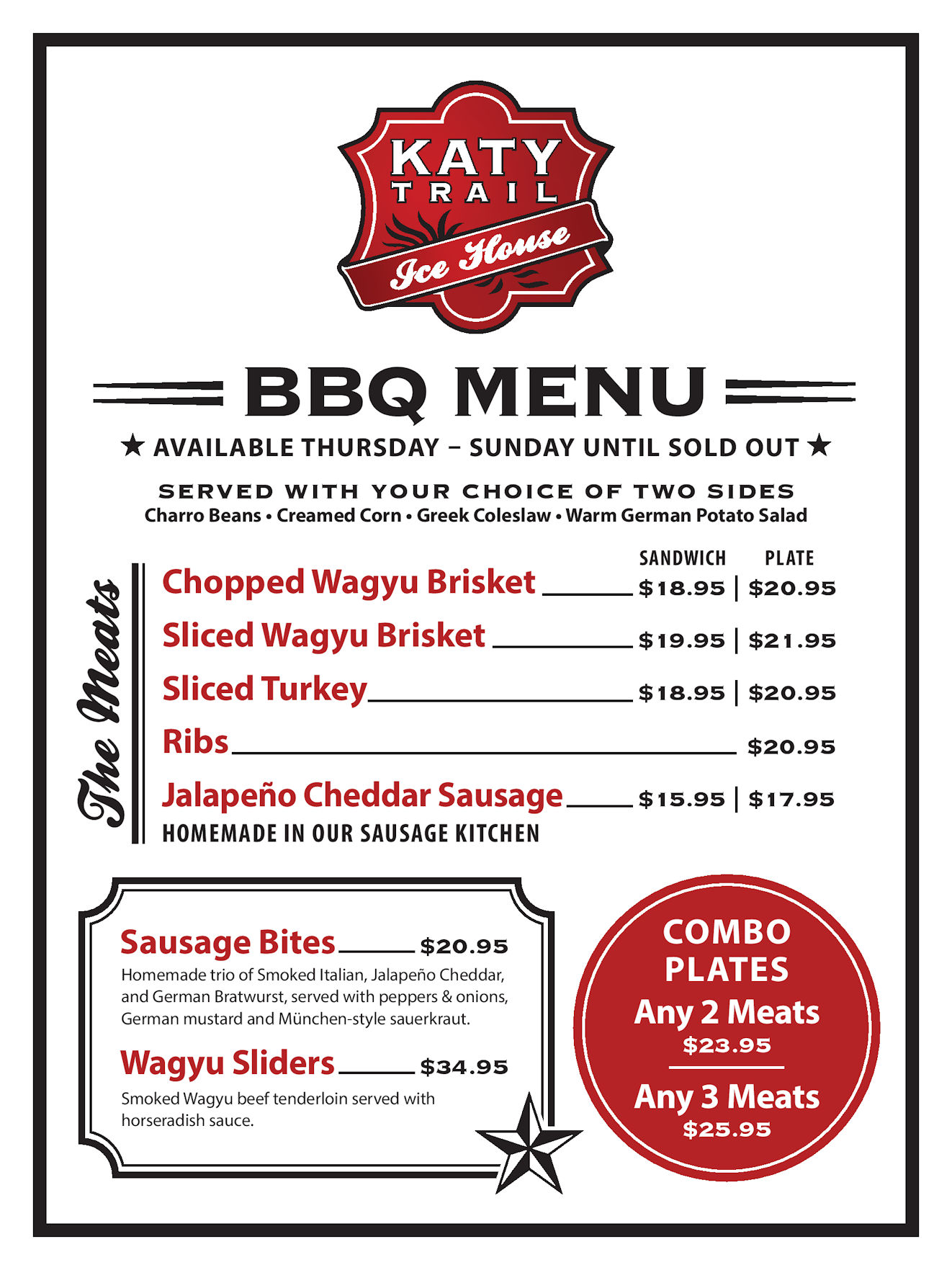 Katy Ice House Menu